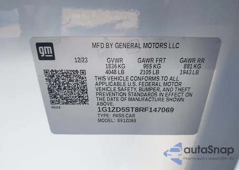 2024 Chevrolet Malibu Fwd 1Lt from USA, damaged, VIN 1G1ZD5ST8RF147069